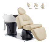 Maximus Full Recline Shampoo Beige Unit With Rotating Seat